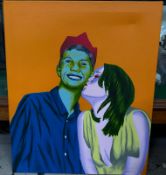 Couple, Pop Art, Acrylic Signed and dated verso 2012. David Rankin (b.1982) British. 51x60