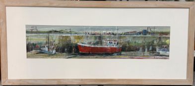 Padstow Quay, Mixed Media Signed and dated '06 verso. John Blight (b.1943) British. Cornwall