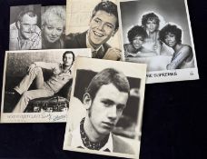 A selection of signed celebrity photographs to include Windsor Davis, Cliff Richard and The Supremes