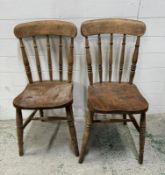 A pair of stick back Windsor chairs