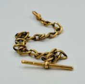 A 15ct gold Albert chain with T bar, approximate weight 24.8g