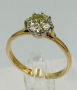 A single stone diamond ring, Old European cut diamond measuring approximately 7.52 x 7.63 x 4.52mm
