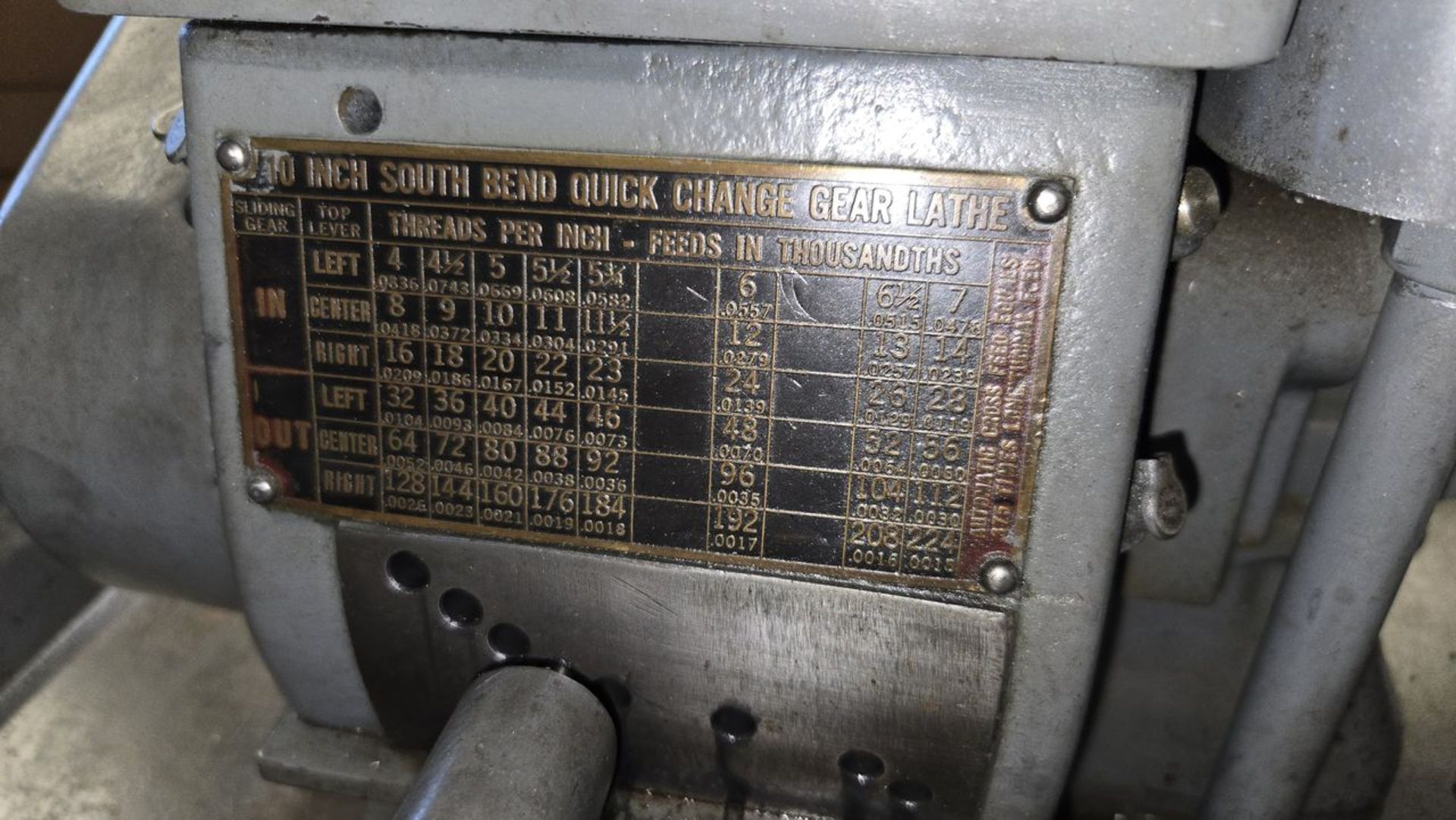 South Bend 10 in. Cat. No. 187-YN Quick Change Toolroom Gear Lathe, S/N: 128351; with 36 in. Bed - Image 6 of 12