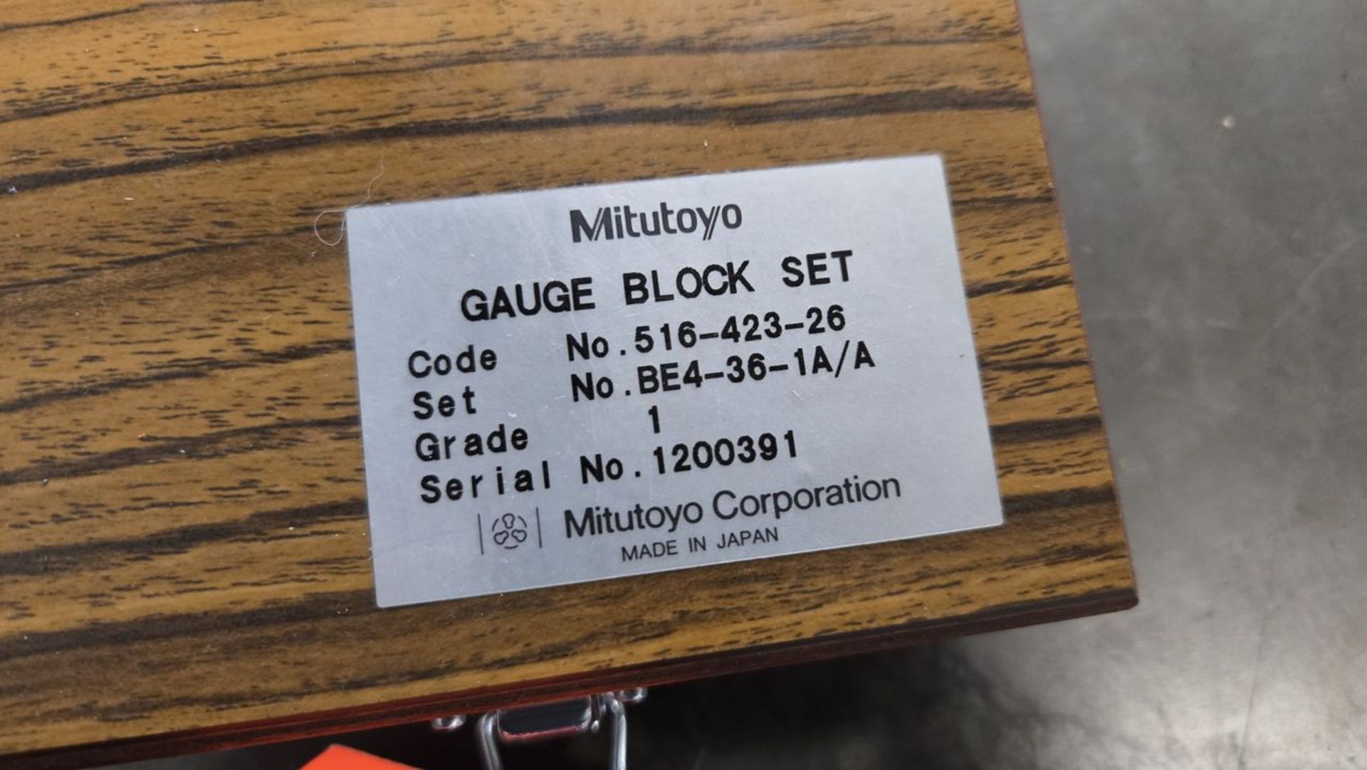 Lot – Mitutoyo Grade 1 Code No. 516-423-26 Gauge (Wear) Block Set, S/N: 1200391; Set No. BE4-36-1A/ - Image 4 of 4