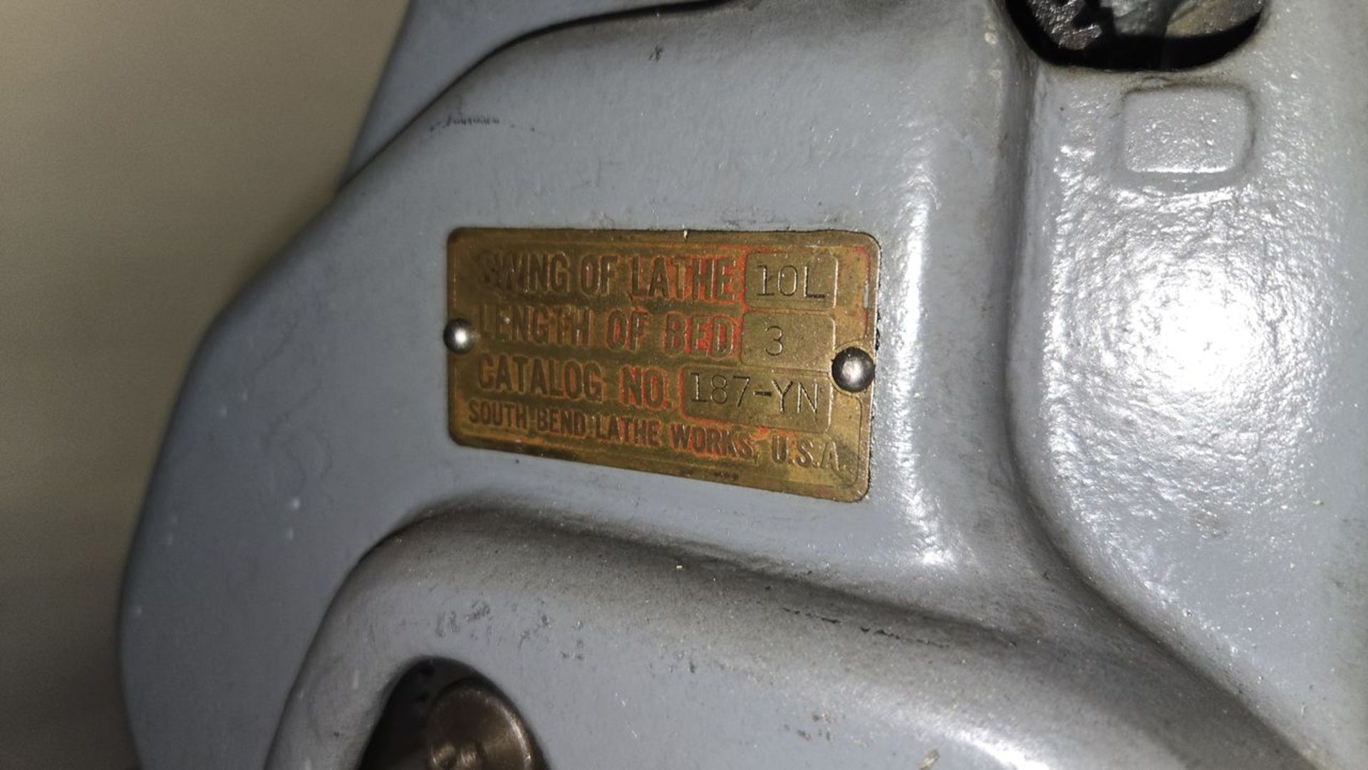 South Bend 10 in. Cat. No. 187-YN Quick Change Toolroom Gear Lathe, S/N: 128351; with 36 in. Bed - Image 12 of 12