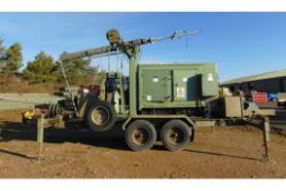 Telescopic Mast Trailer - Air Operated - 50 KVA Silenced Perkins Diesel Engine V low hours From MOD
