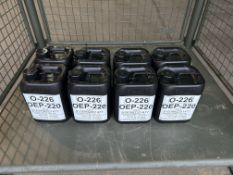 8x 5 Litre Drums of OEP-220 extreme pressure industrial gear oil, unissued from MoD Reserve Stocks