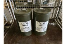 2 x 25 Litre Drums of OM-11 Turbine Oil, unissued from MoD Reserve Stocks