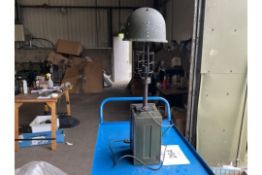 VERY UNUSUAL UNIQUE TABLE LAMP 240 volt MADE FROM HELMET AND AMNO CAN