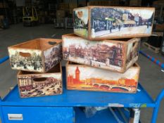 5 x wooden boxes