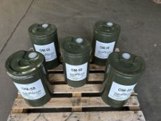 5x 25 Litre Drums of OM-58 Compressor Oil, Unissued from MoD Reserve Stocks