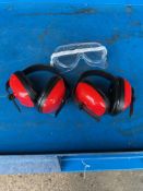 2 x brand new hearing defenders and 1 x safety goggles