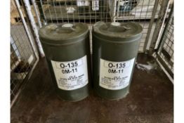 2 x 25 Litre Drums of OM-11 Turbine Oil, unissued from MoD Reserve Stocks