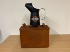 Rustic Harley Davidson 1 Gall Fuel/ Oil Can With Brass Cap And Oil Jug Unused