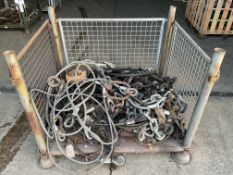 1 x Stillage of Tow Ropes, Chains, Hydraulic Pump