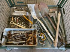 1x Stillage of Shovels, Axes, Hand Tools, D Shackles Etc