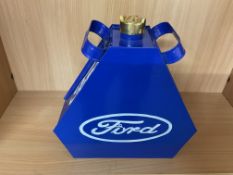 New Unused Ford Hand Painted 1 Gall Fuel/Oil Can with Brass Cap