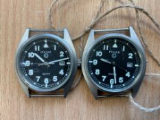 2x Pulsar W10 British Army Service Watches, Date 2001/1999 (One with Winder Missing)
