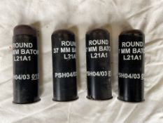 4x British Army Inert 37mm Rubber Baton Rounds