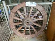 Lovely Steel Rim Very Old Wooden Spoked Cart/Wagon Wheel 3ft Dia 3 Inches Wide