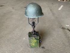 Very Unusual Unique Table Lamp 240 Volt Made From Helmet And Ammo Can