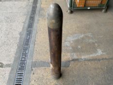 V.Rare British Army 120M Wombat/Mobat Anti Tank Training Round, Made of Brass and Oak, Dated 1976