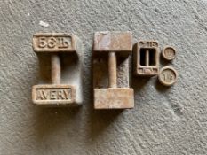 5x Old Avery Cast Iron Weights