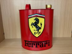 New Unused Hand Painted Ferrari 2 Gall Oil/ Fuel Can with Brass Cap.