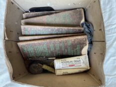 Box of WW2 Gas Goggles, Compass, Rifle Cleaning Kits etc