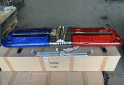 New Unissued Red/Blue LED Flashing Light Bar with Fitting Kit