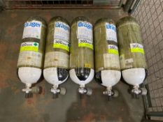 5x Drager 300 Bar Air Cylinders, Direct from UK Fire & Rescue