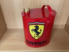 New Unused Hand Painted Ferrari 2 Gall Oil/ Fuel Can with Brass Cap.