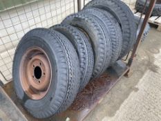 3 x 6.50x16 and 2 x 7.50R16 tyres, inc 5 rims
