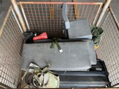 1x Stillage of Land Rover Spares, Seats, Straps, Spare Wheel Warrier Tyre Inflator etc