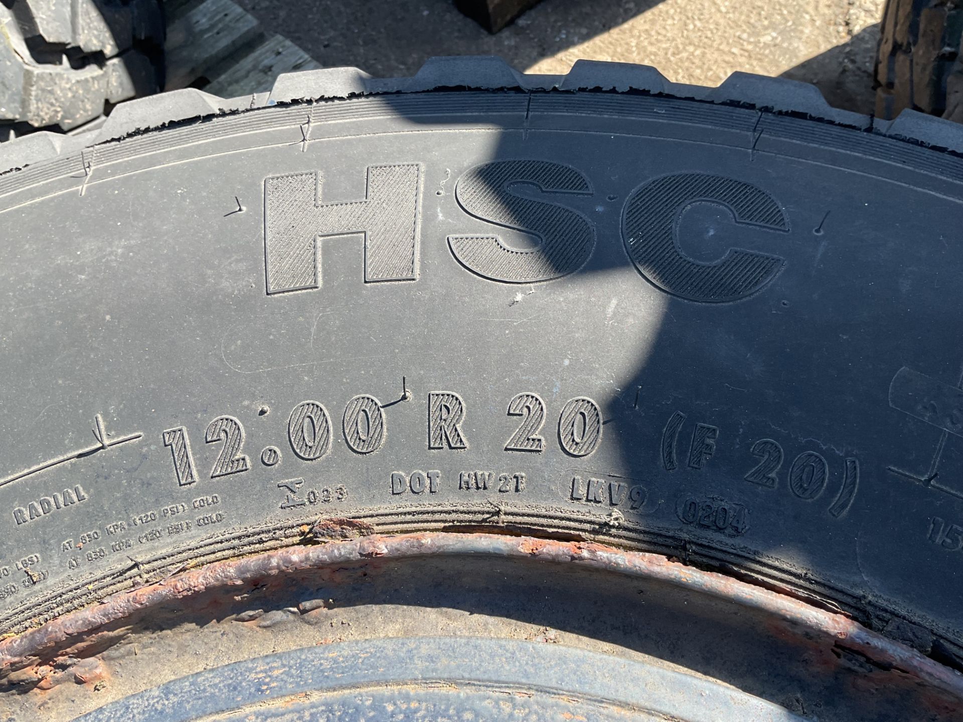 2x Continental HSC Construction12.00 R20 Tyres on 10 Stud Rims - Image 2 of 7