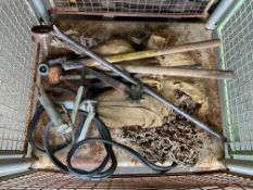 1x Stillage of Chains, Jump Cable, Tools, Crow Bar, etc