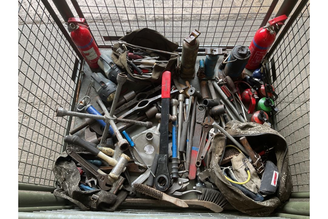 1x Stillage of Tools, Jacks, Fire Extinguishers, Oil Cans etc - Image 1 of 7