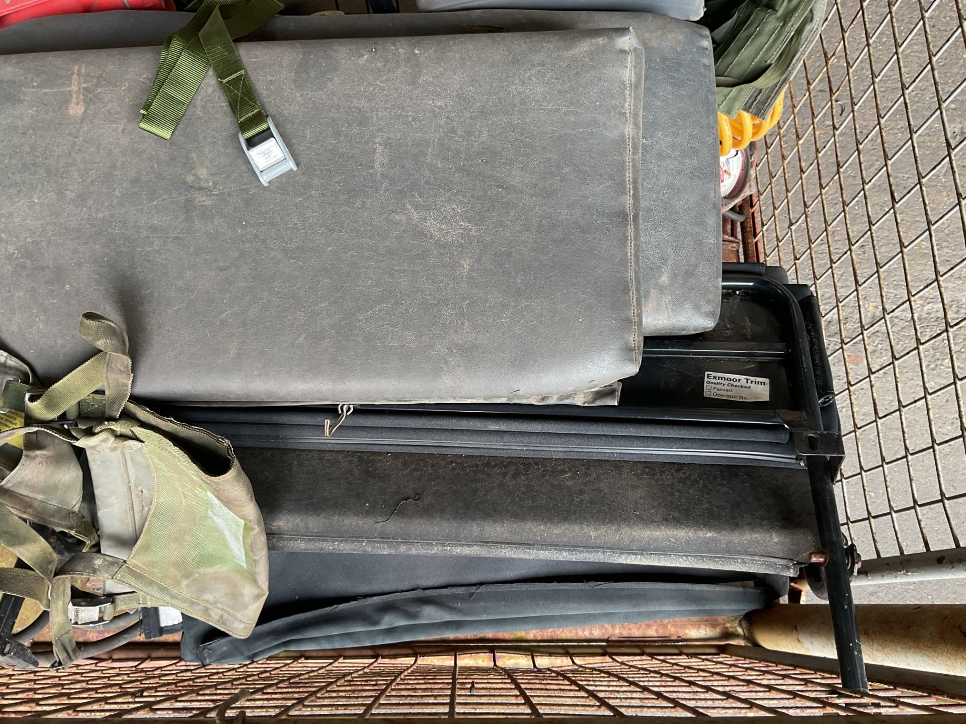 1x Stillage of Land Rover Spares, Seats, Straps, Spare Wheel Warrier Tyre Inflator etc - Image 2 of 7