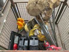 1x Stillage of Wheel Chocks, Lifting Strops, Water Cans, Camo Poles etc