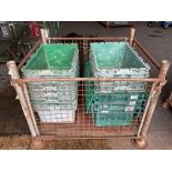 1x Stillage of 12x Heavy Duty Plastic Parts Bins Ex John Deer Tractors