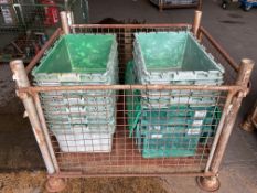 1x Stillage of 12x Heavy Duty Plastic Parts Bins Ex John Deer Tractors
