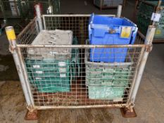 1x Stillage of 9x Heavy Duty Plastic Parts Bins Ex John Deer Tractors