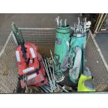 1x Stillage of Tools, Golf Clubs, Bags, Lift Jackets, Earth Spikes, Sprayer etc
