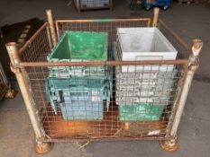 1x Stillage of 12x Heavy Duty Plastic Parts Bins Ex John Deer Tractors