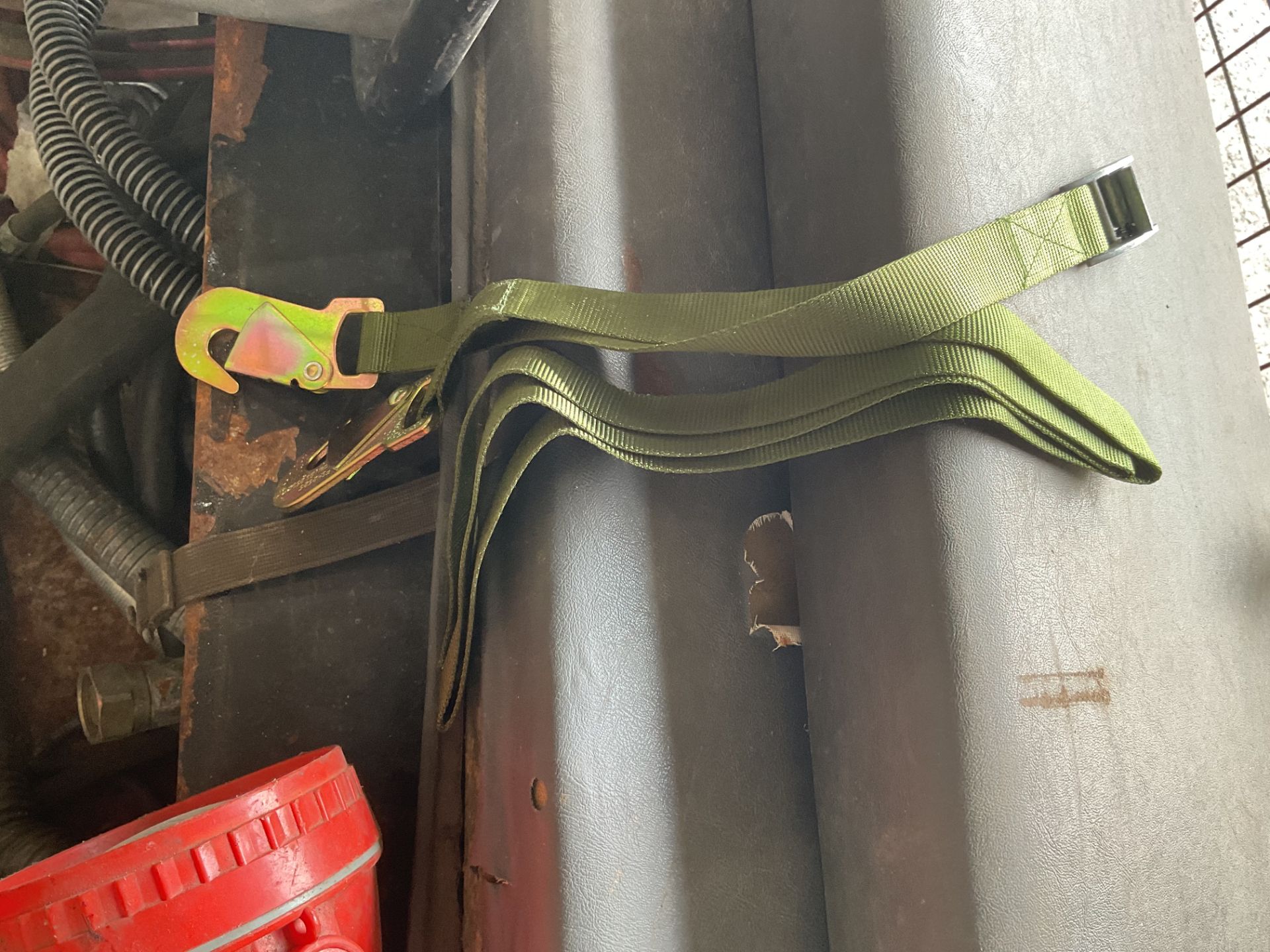 1x Stillage of Land Rover Spares, Seats, Straps, Spare Wheel Warrier Tyre Inflator etc - Image 3 of 7