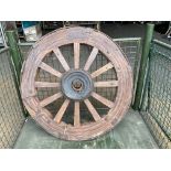 Lovely Steel Rim Very Old Wooden Spoked Cart/Wagon Wheel (3ft dia 3 inches wide)
