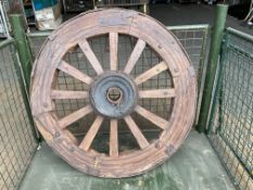 Lovely Steel Rim Very Old Wooden Spoked Cart/Wagon Wheel (3ft dia 3 inches wide)
