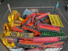 1x Large Stillage of Flashing Beacons, Hazard Lights, Warning Triangles, Signs etc, from MOD