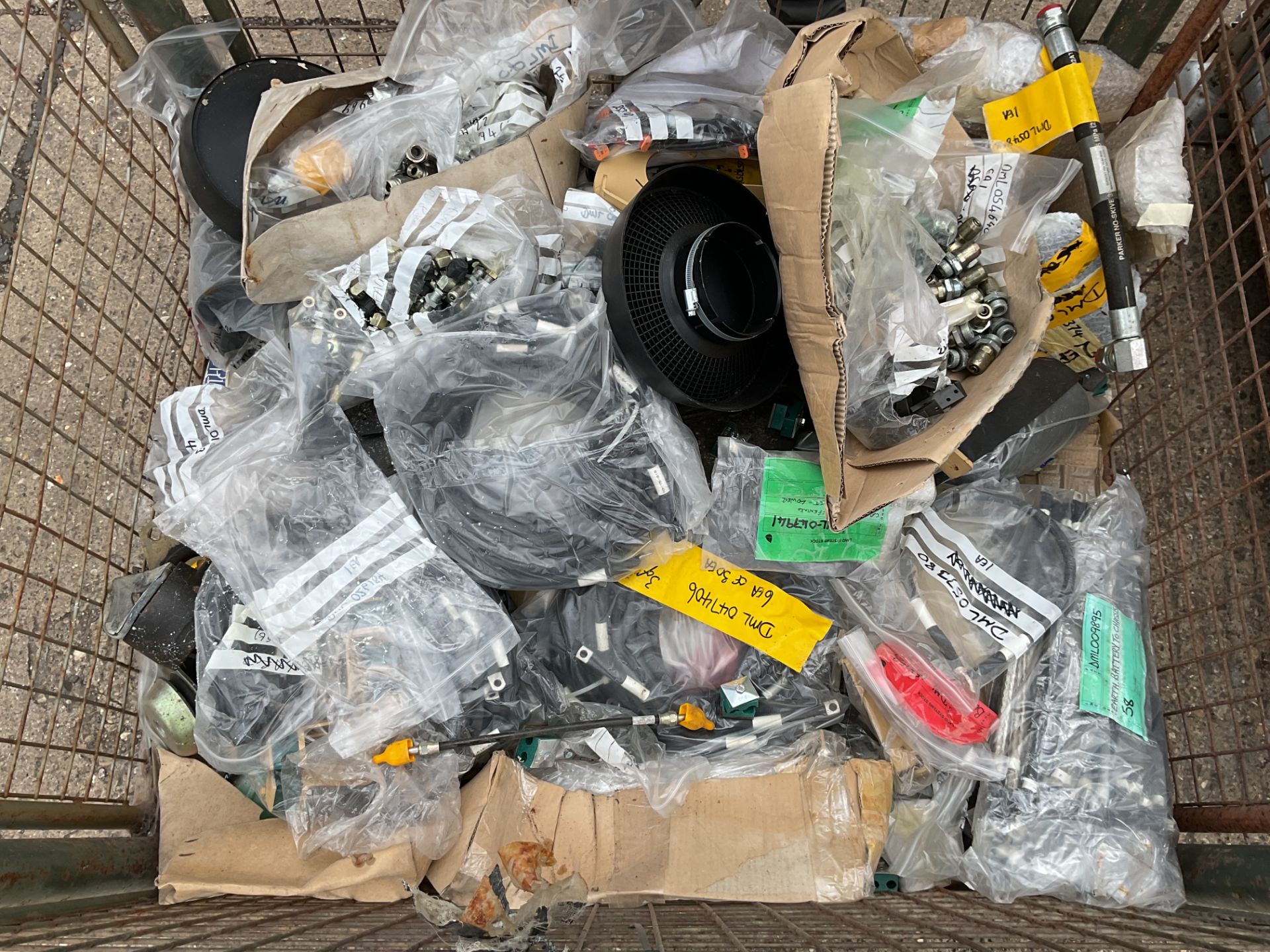 1x Stillage of Unissued Vehicle Spares inc Fittings, Hydraulic Pipes, Wiring Loom etc