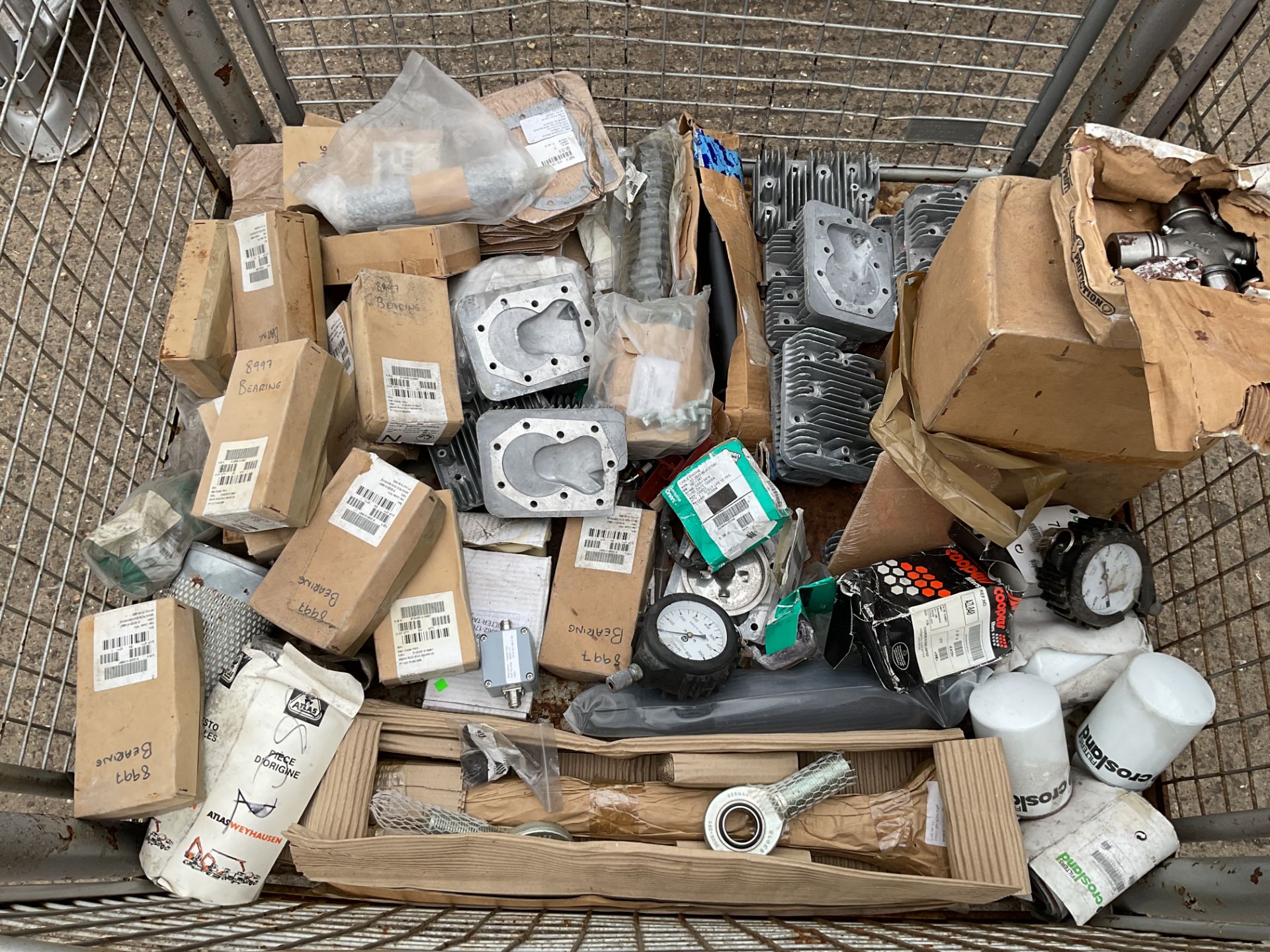 1x Stillage of Unissued Vehicles Spares inc Bearings, Cylinder Heads, Fittings etc